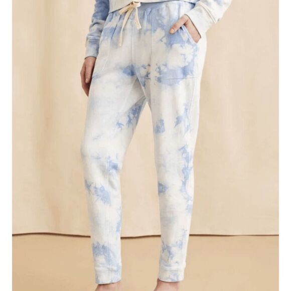 Faherty Bells Tie Dye Jogger Blue White Cotton Drawstring Pockets Size Large - Picture 1 of 10